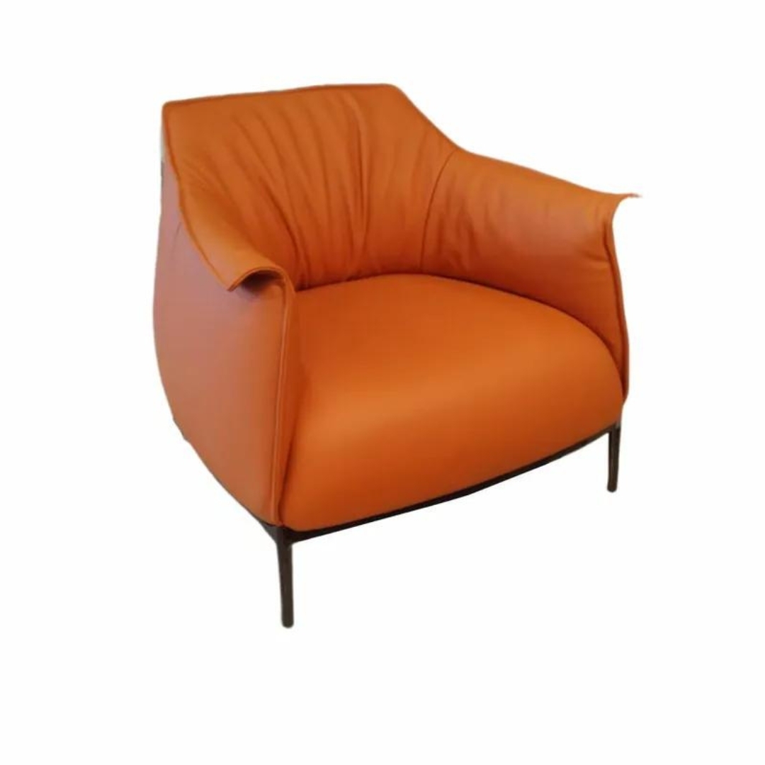 伊恩︱全牛皮單人沙發︱(橘)(藍)