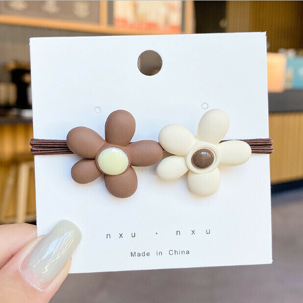 Korean-style children's hair bands, head ropes, hair rings, hair accessories (14# white flowers, coffee color flower bands)