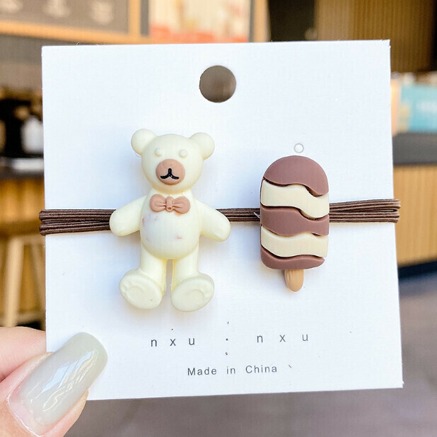 Korean children's hair bands, headbands, hair ties, hair accessories (19# white bear ice cream bands)