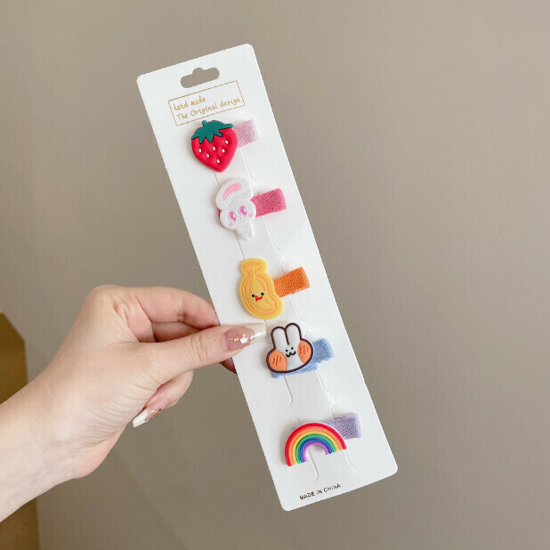 Korean Children's Hairpin Set Side Clip (Color: 32# Rainbow Five-Piece Set)