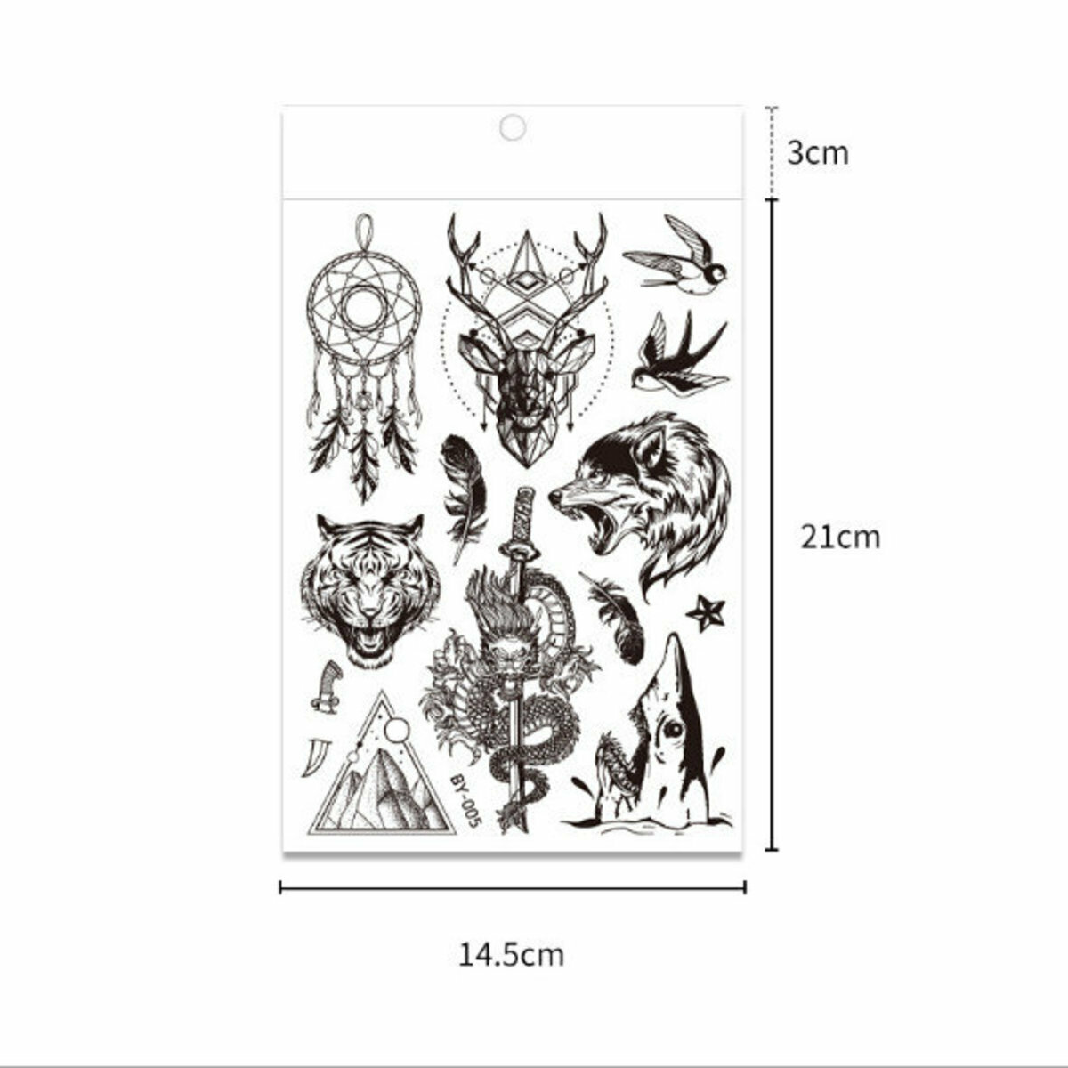 熱推暗黑係熒光變色派對Tatoo紋身貼紙（BY-005 單張 14.5*21CM）