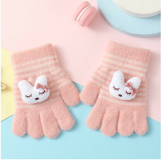 Cute Kids Warm Gloves Hand Socks (C5520 Cartoon Rabbit Pink One Size)