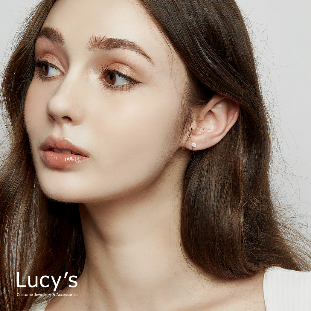 *925純銀〔輕銀系列〕亮點 耳環 (113365)