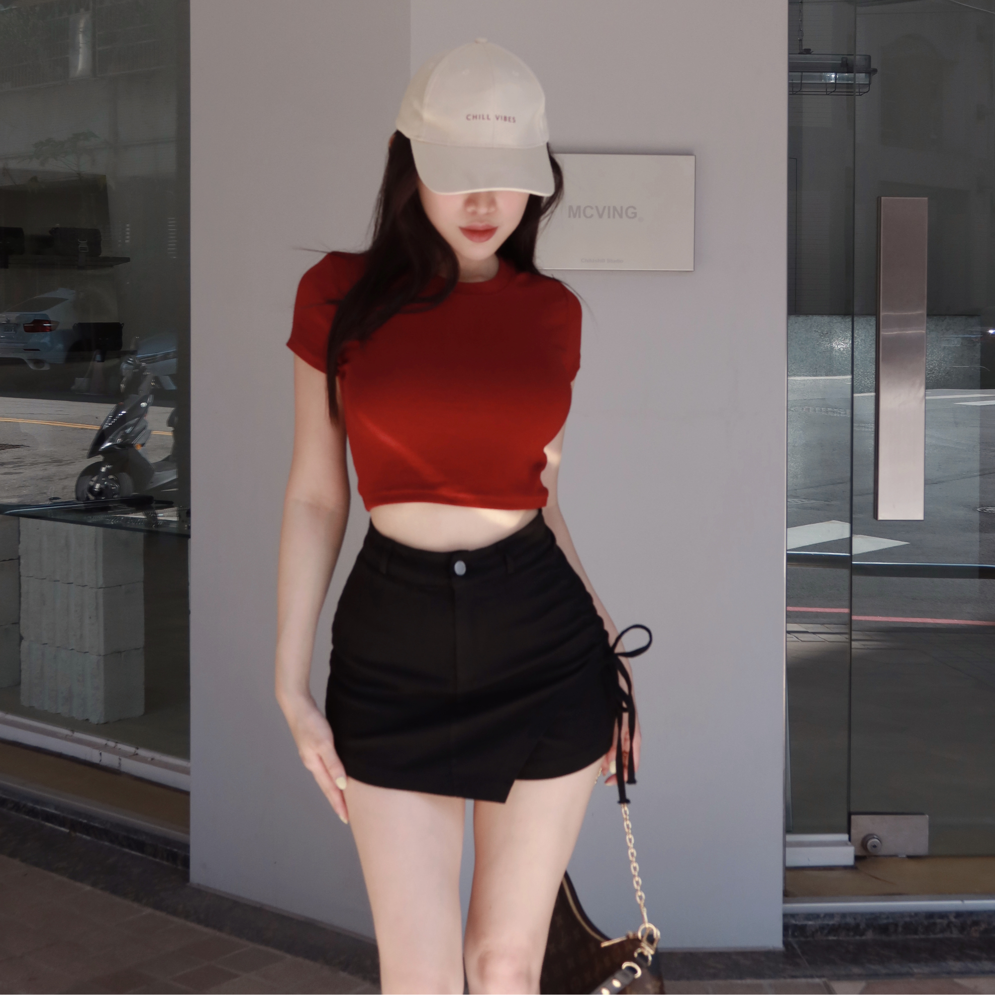 【全員自留】DOMISS側抽繩造型短褲裙-2色(S-L) 短裙 短褲 褲裙 (現貨)