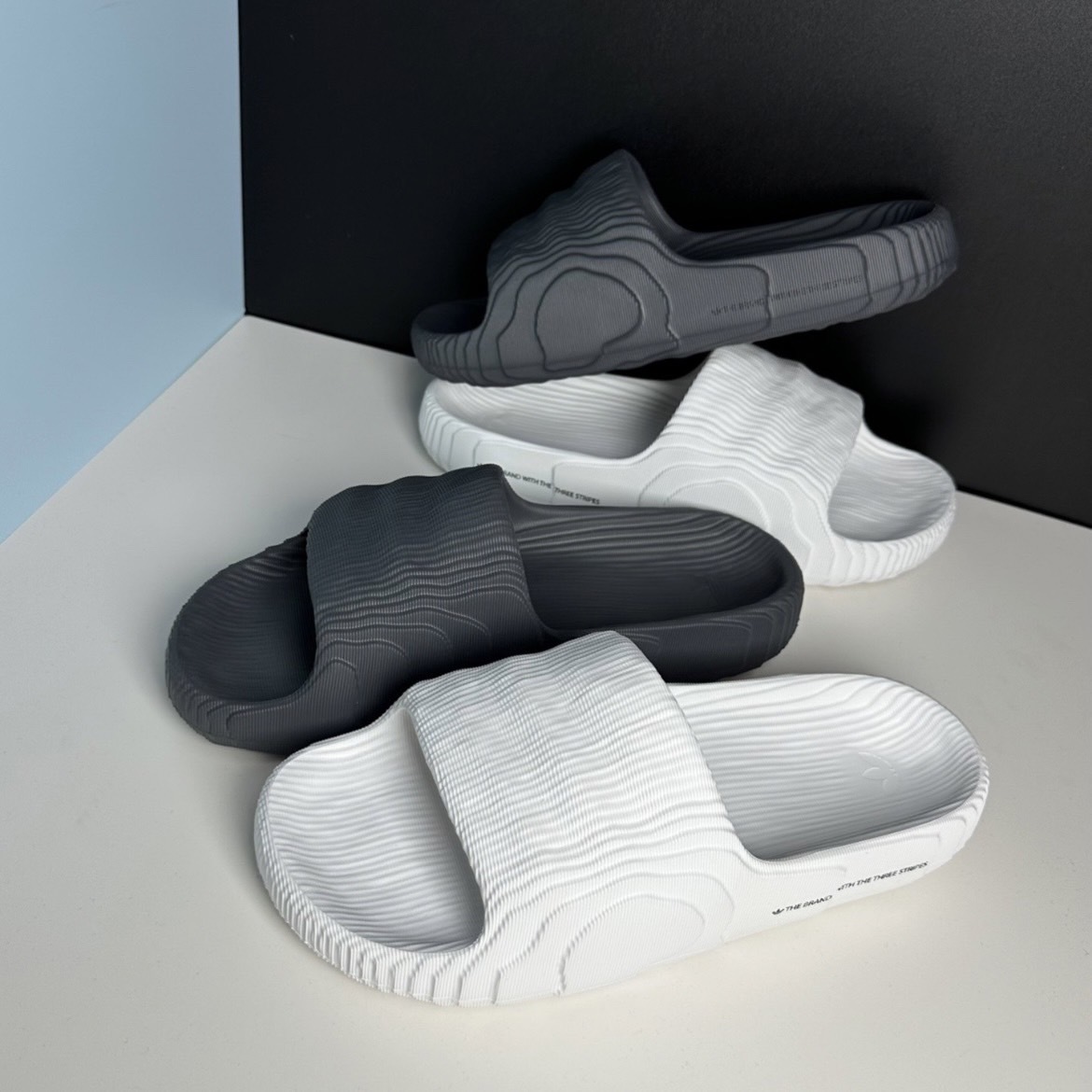 Adidas Originals Adilette 22 拖鞋 防水 3D 打印 黑 白 兩色