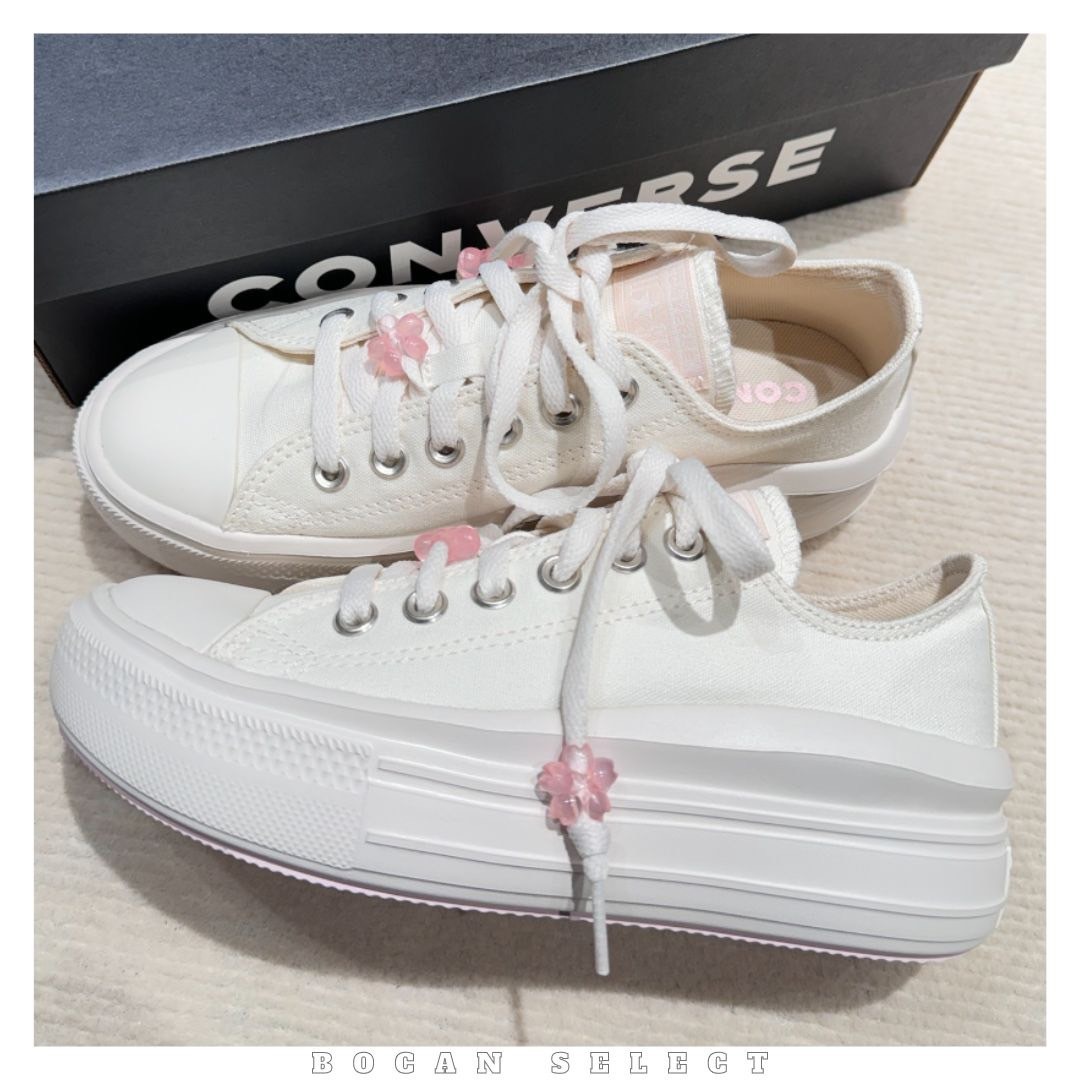 CONVERSE ALL STAR MOVE 櫻花 米白粉 厚底（A10085C）