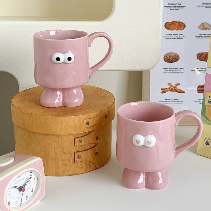 《4304》可愛少女粉大眼趣味馬克杯400ml