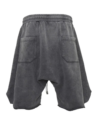 CATSSTAC 重磅水洗做舊抽繩不收邊短褲