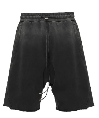 CATSSTAC 重磅水洗做舊抽繩不收邊短褲