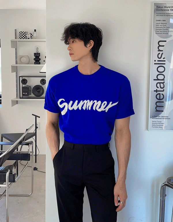 夏季提花短袖針織衫