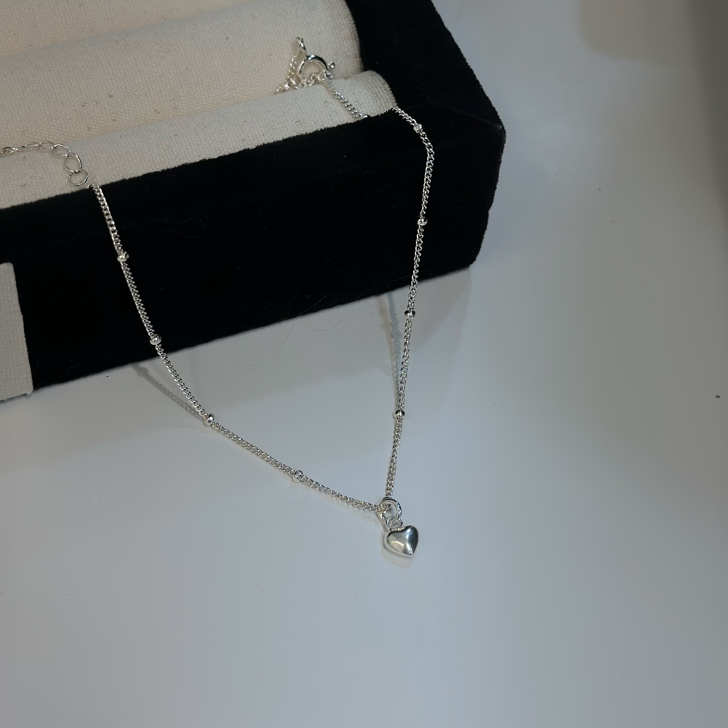 L02立體小愛心純銀腳鍊