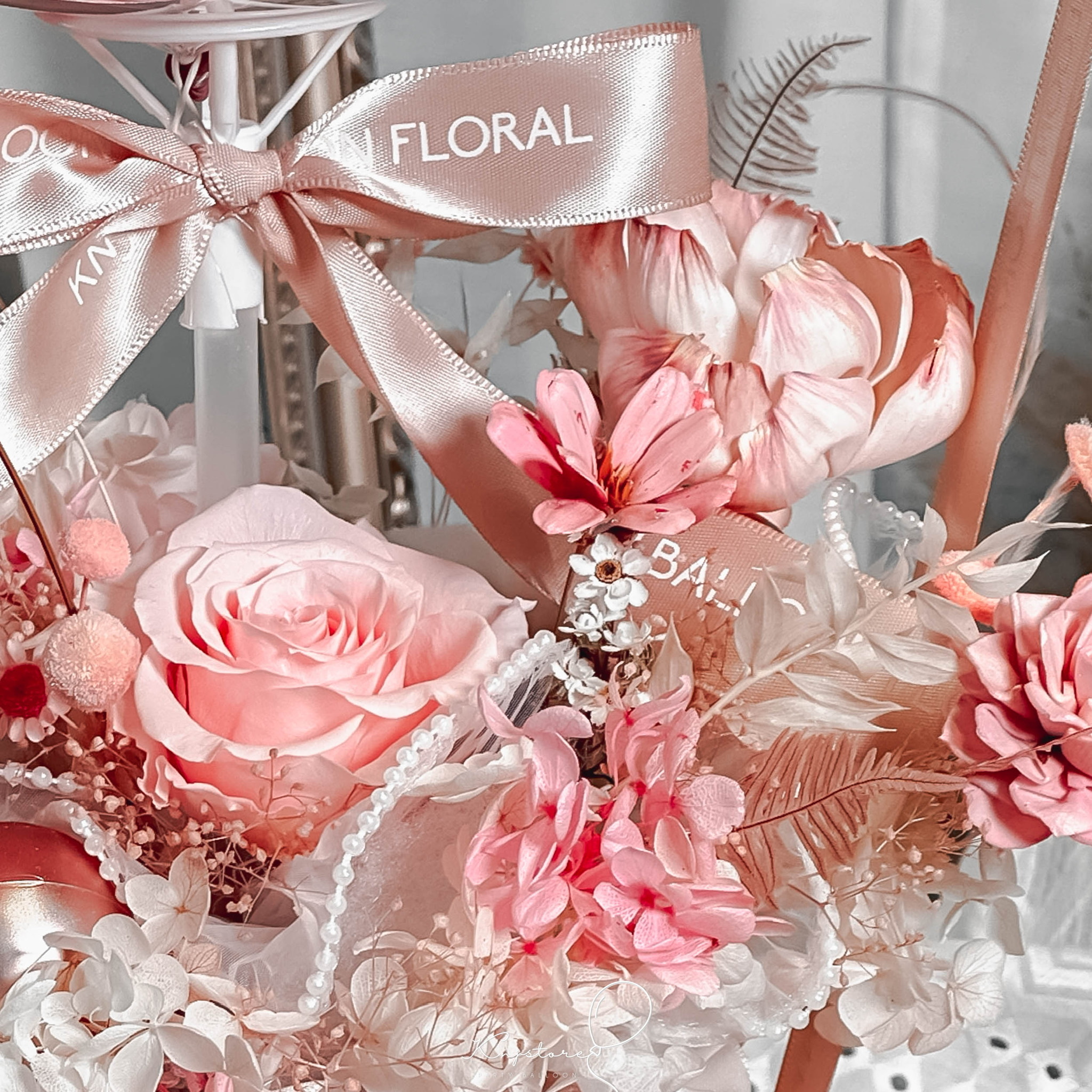 [開幕/祝賀] 甜美粉熱氣球永生花禮