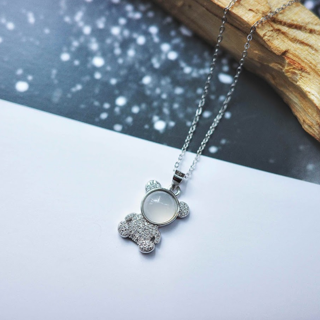 滿月全鑽小白熊 純銀項鍊