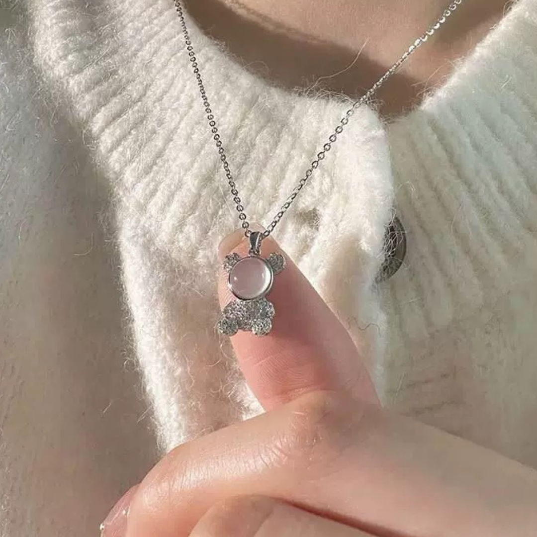 滿月全鑽小白熊 純銀項鍊