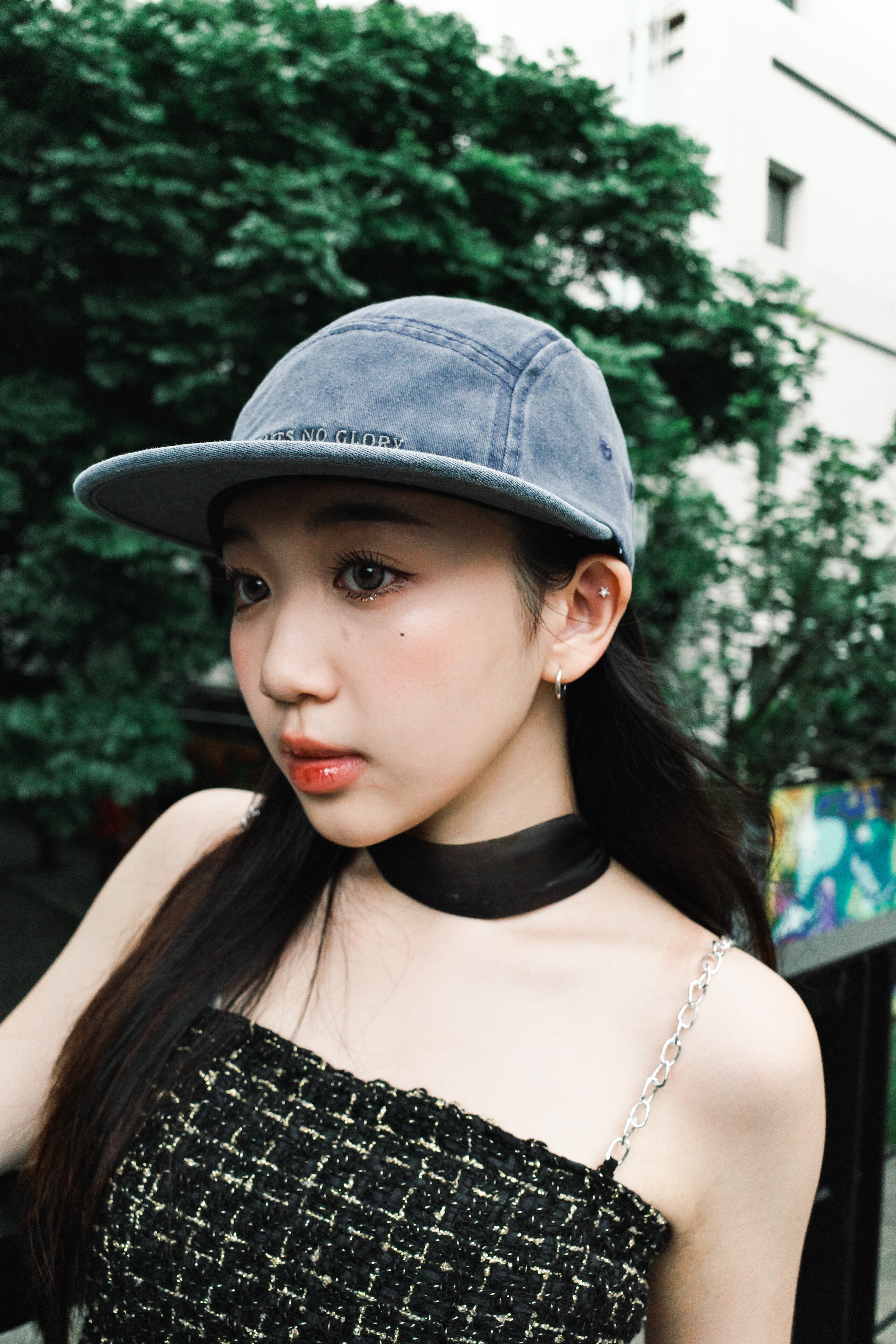 『Always_Good』皺褶 雪紡紗 蕾絲 寬版 頸鍊