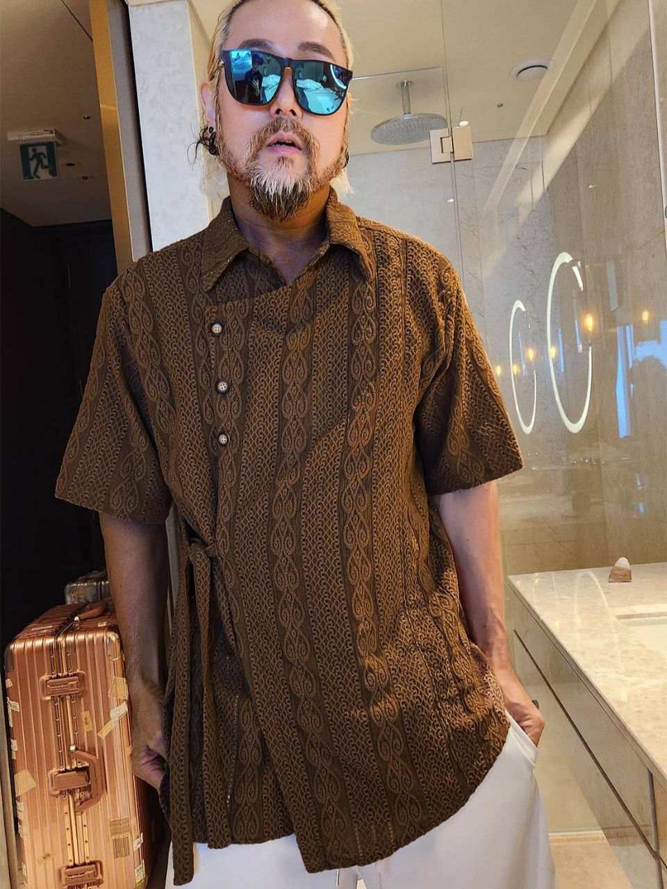 夏天綁帶短袖造型針織襯衫