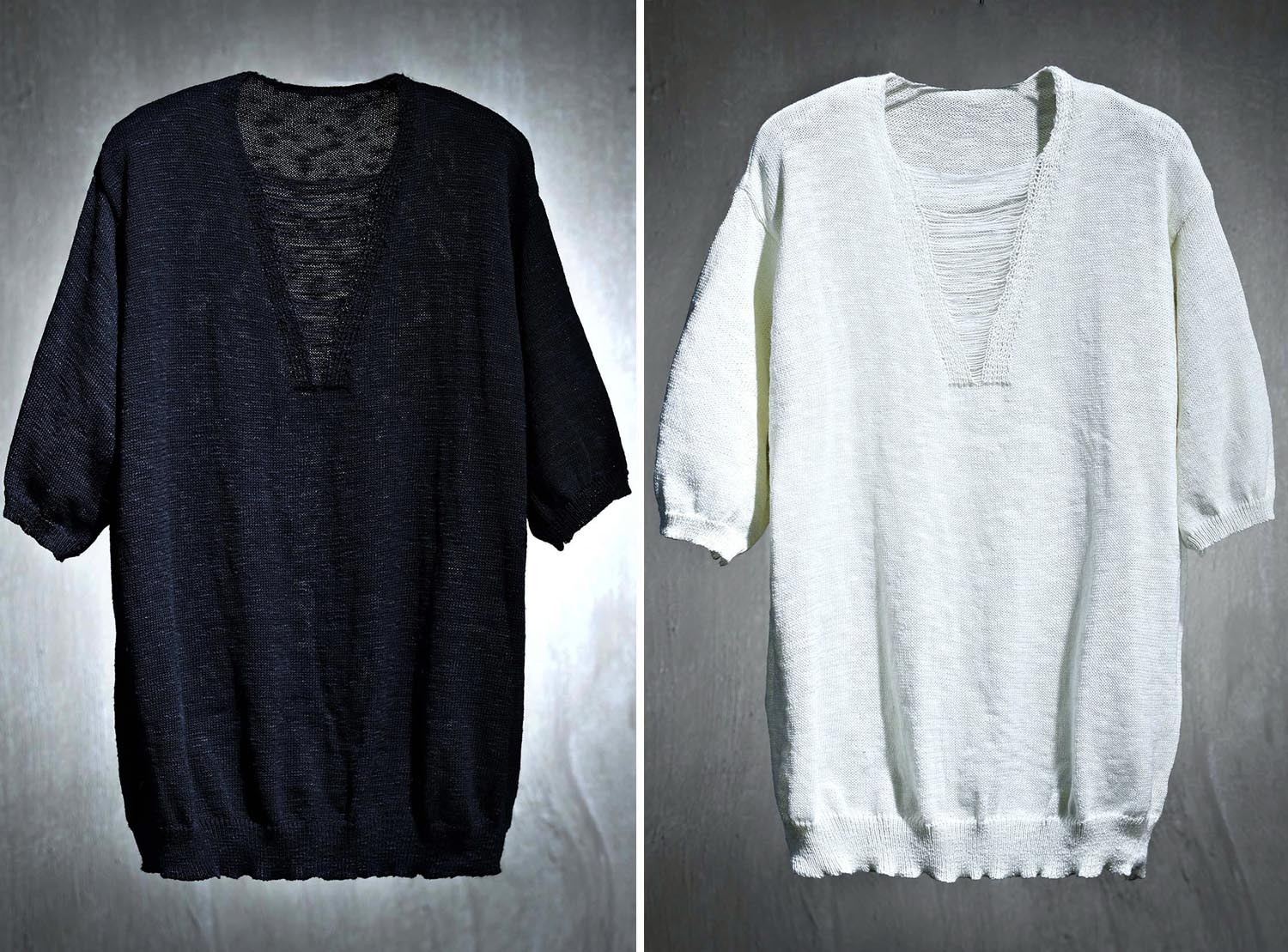 橋線V領短袖針織衫上衣