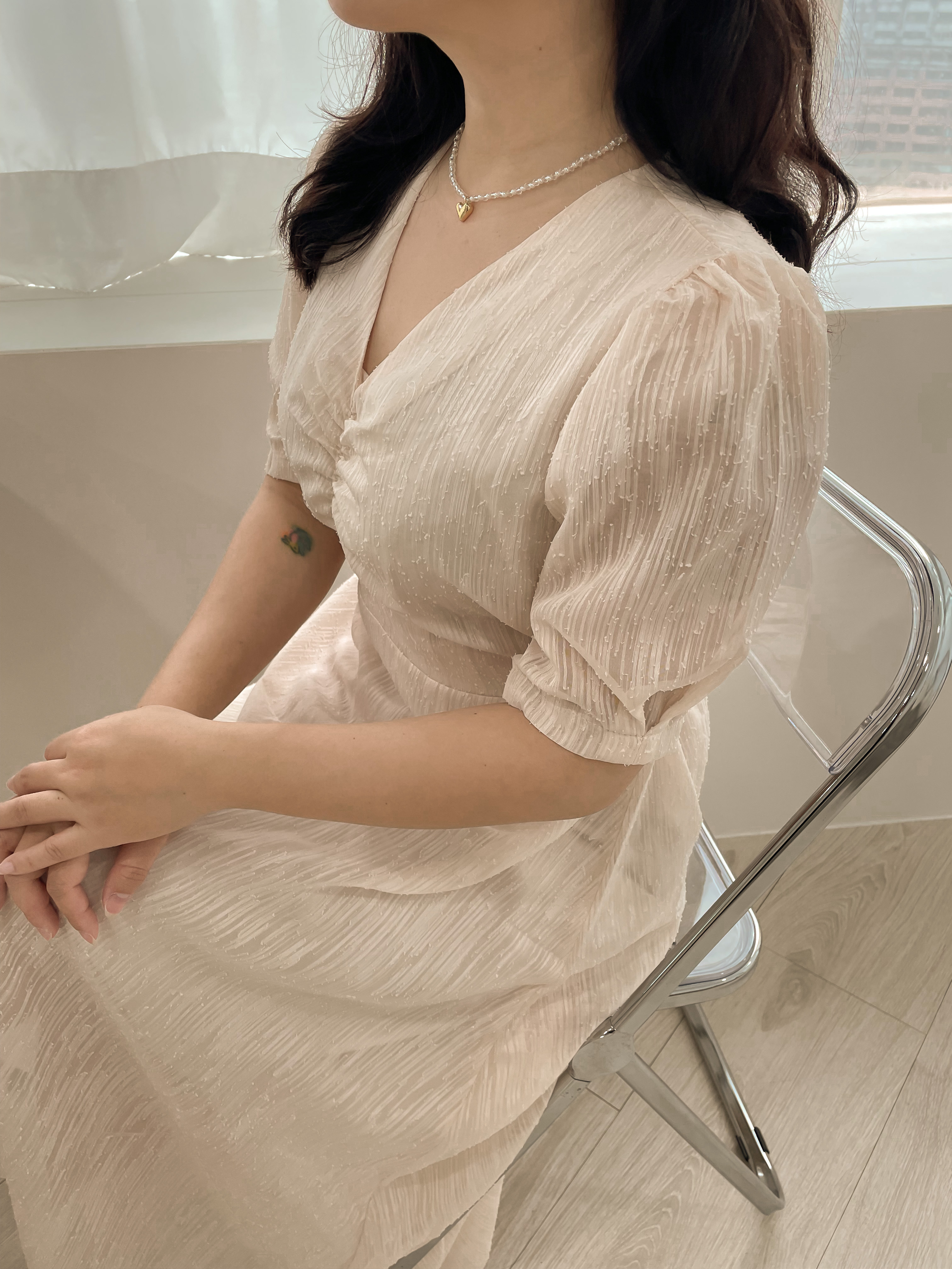 流星光感蓬蓬袖洋裝