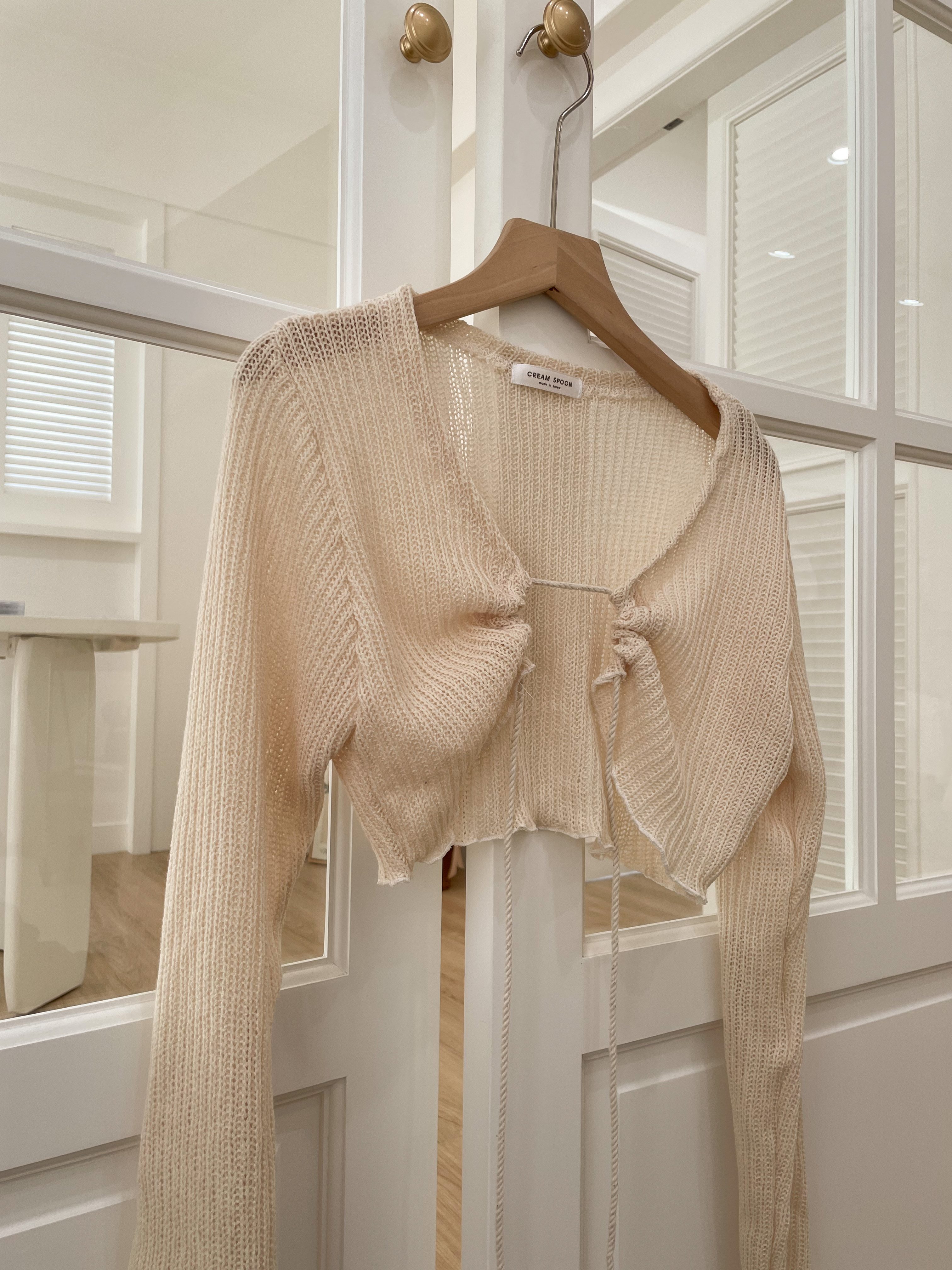 顯腰瘦綁帶針織罩衫