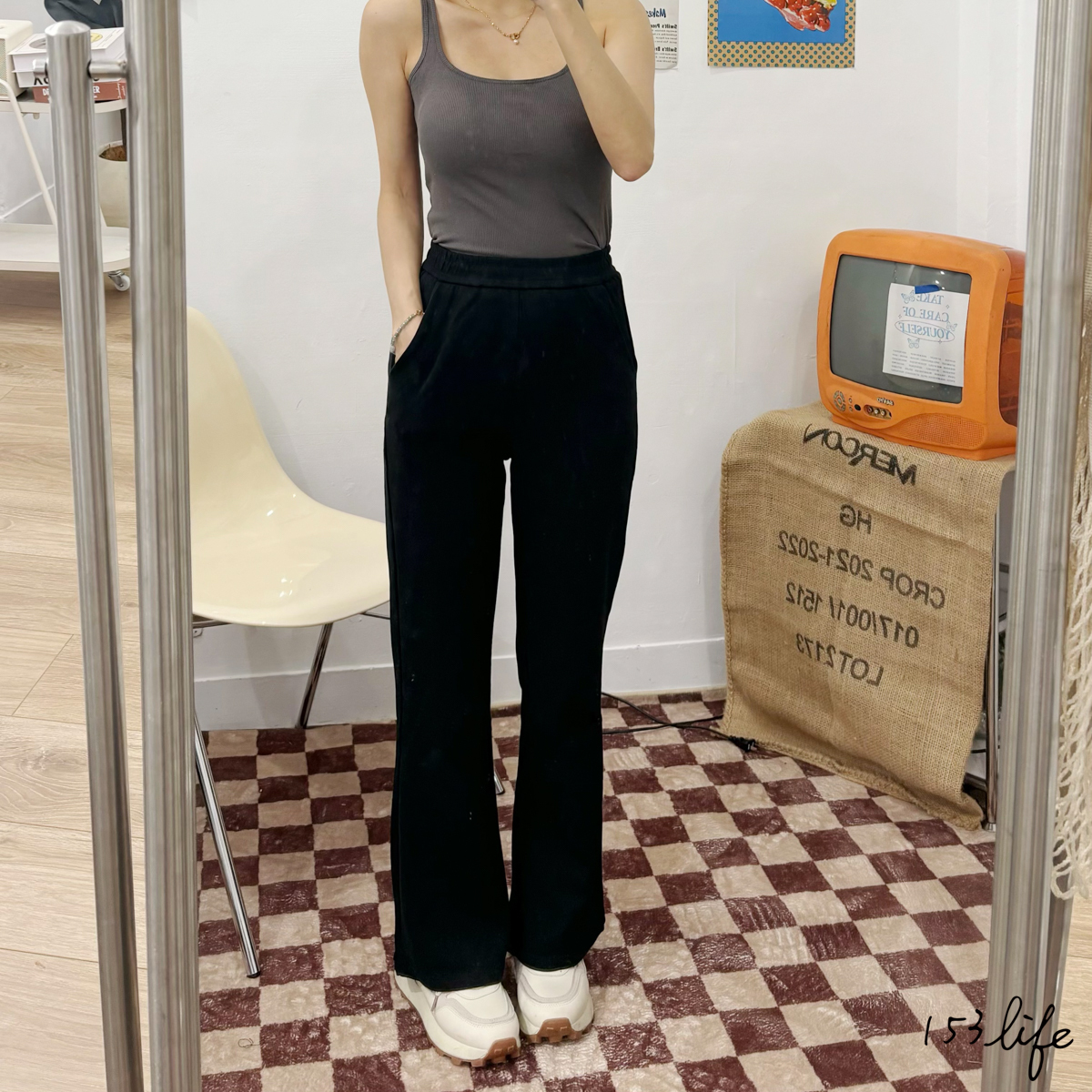 |現貨|小個子寬鬆休閒直筒高腰喇叭褲XXS-L(3色)(九分/長款)