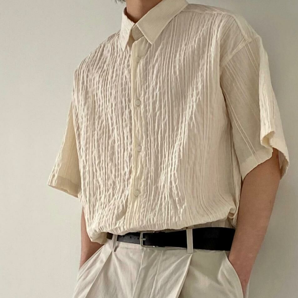 淨色暗紋短袖恤衫 S2230