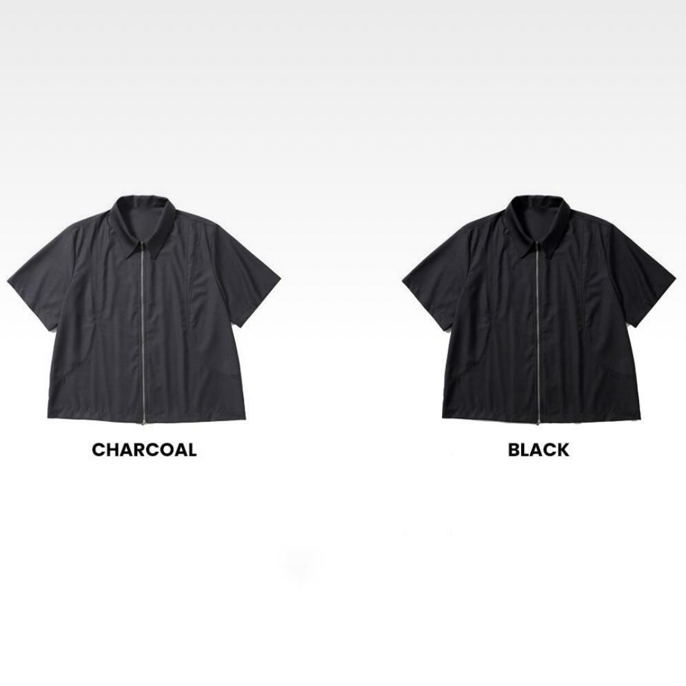 淨色拉鍊短袖恤衫外套 S2235