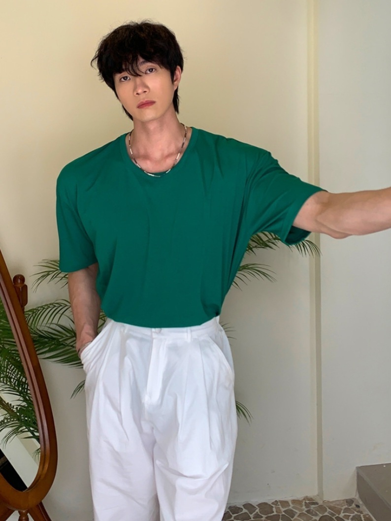 真絲U領短袖T恤