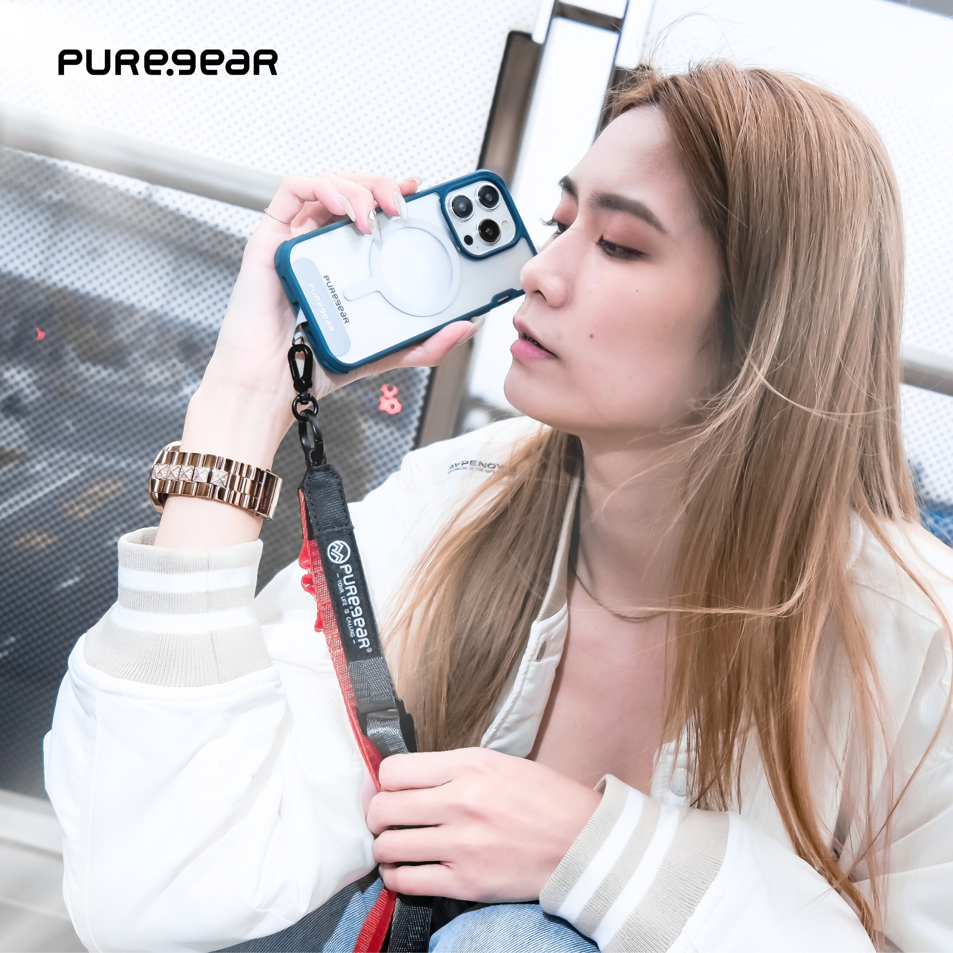 機能快扣掛繩背帶 / (黑紅)