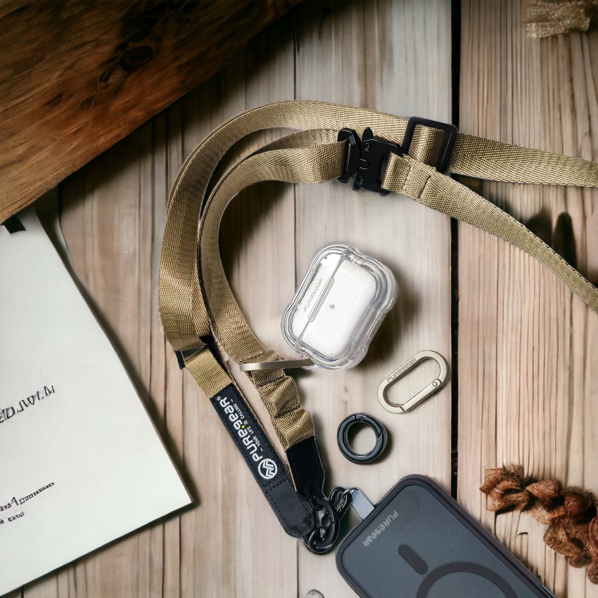 機能快扣掛繩背帶 / (卡其)