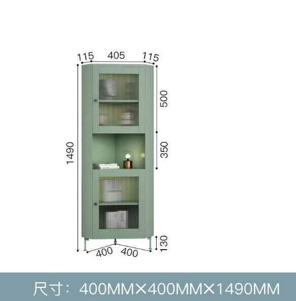熱推實木牆角櫃儲物櫃（1.49米綠色）