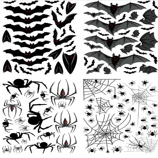 Halloween Bat Spider Decorative Sticker (25*35 set of four static electricity)