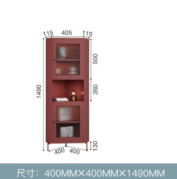熱推實木牆角櫃儲物櫃（1.49米紅色）