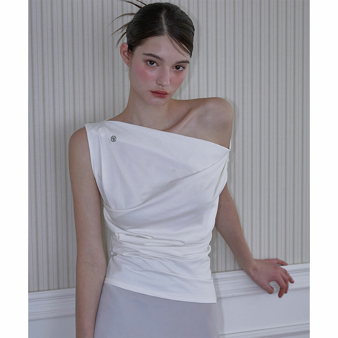 Rose Frantz】【網店限定】Drape Off Shoulder Sleeveless [White