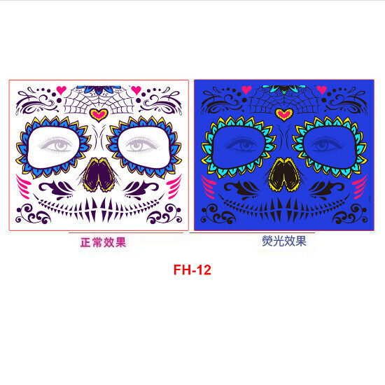 Fluorescent Halloween tattoo party dance face sticker (FH-12)