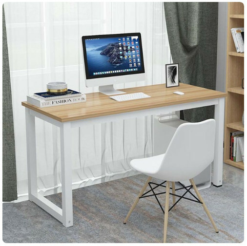 New computer desk office desk study table (100x60x75cm) light walnut + white feet