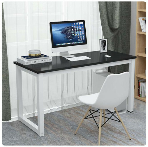 New computer desk office desk study table (100x60x75cm) black + white feet
