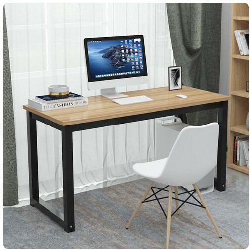 New computer desk office desk study table (100x60x75cm) light walnut + black feet