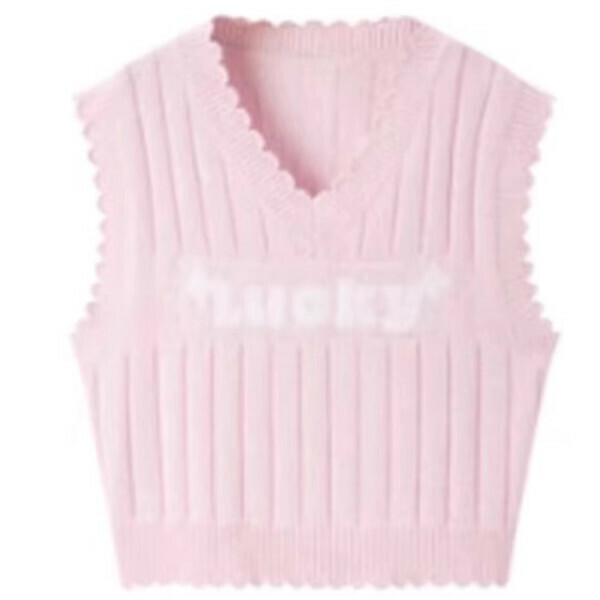 Hot recommended letter knitted vest (pink) (S/M/L size, please contact customer service after placing the order for delivery size)