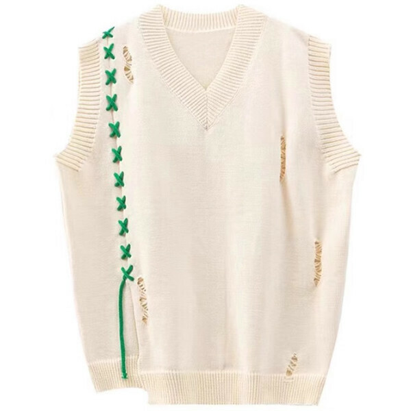 Hot recommended irregular knitted vest (off-white) (S/M/L size, please contact customer service after placing the order to deliver the size)