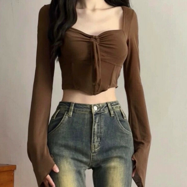 Hot recommended long-sleeved T-shirt base layer (brown) (M/L/XL size will be shipped after placing the order and contact customer service)