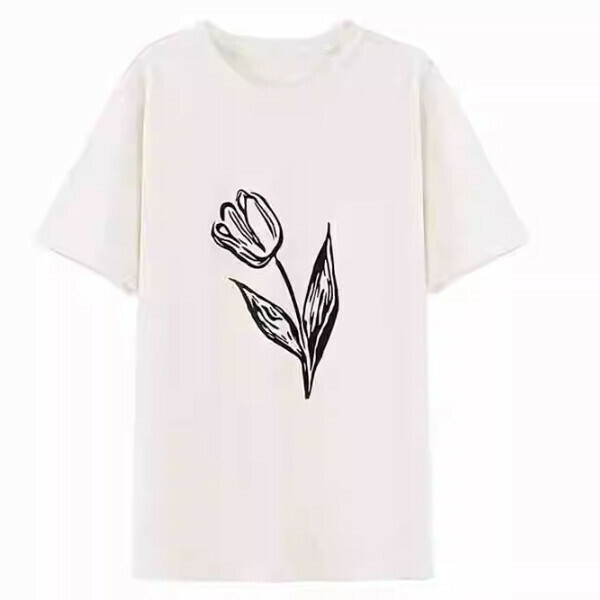 Hotly recommended tulip flower T-shirt (milk white) (S/M/L size, please contact customer service after placing the order for delivery size)