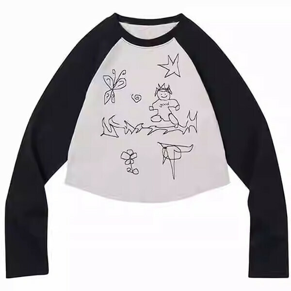 Hotly recommended hand-painted graffiti color matching T-shirt (picture color) (S/M/L size, please contact customer service after placing the order for delivery size)
