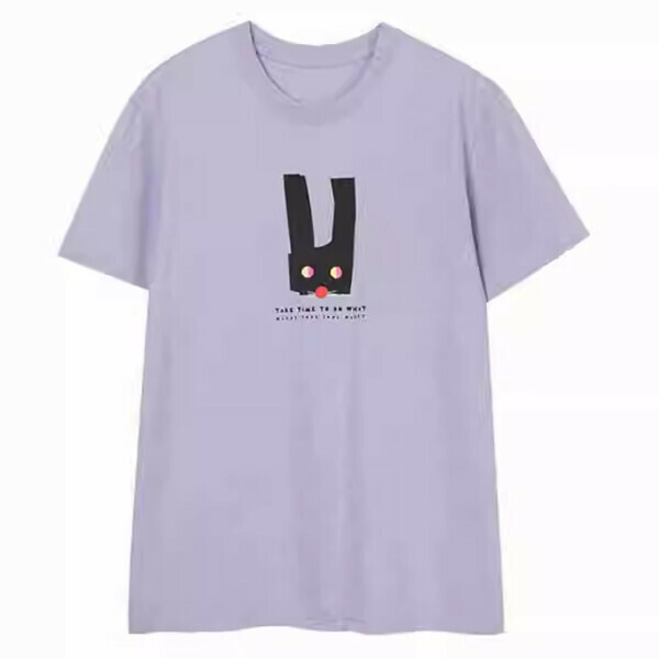 Hot recommended rabbit print short-sleeved top (purple) (S/M/L/XL size, please contact customer service after placing the order for delivery size)