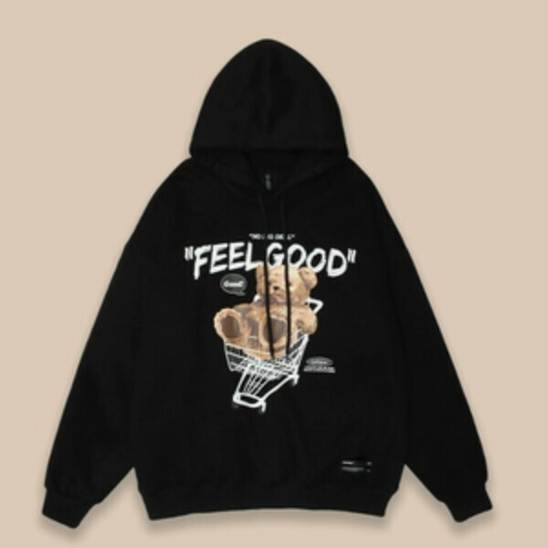 Hot Recommended SAYLAM American Street Retro Color [Shopping Cart Bear] Black Please contact customer service to confirm the size after placing an order