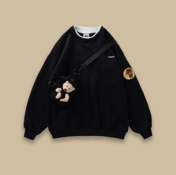 Hot Recommendation SAYLAM American Street Retro Color [Crossbody Bear] Black Please contact customer service to confirm the size after placing an order