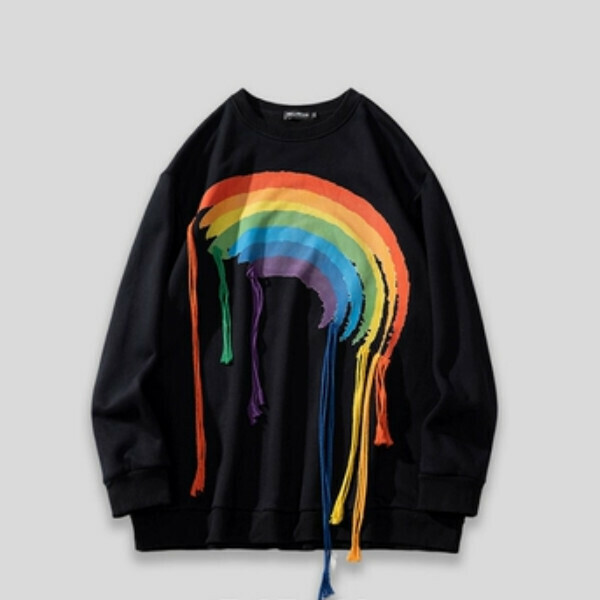 Hot Recommended SAYLAM American Street Retro Color [Rainbow Pulse] Black Please contact customer service to confirm the size after placing an order
