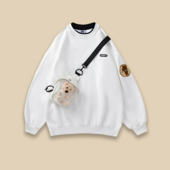Hot Recommendation SAYLAM American Street Retro Color [Crossbody Bear] White Please contact customer service to confirm the size after placing the order