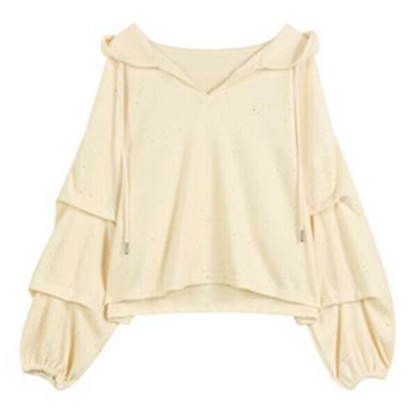 Hot recommended loose V-neck hooded sweatshirt (glitter white) (S/M/L size, please contact customer service after placing the order for delivery size)