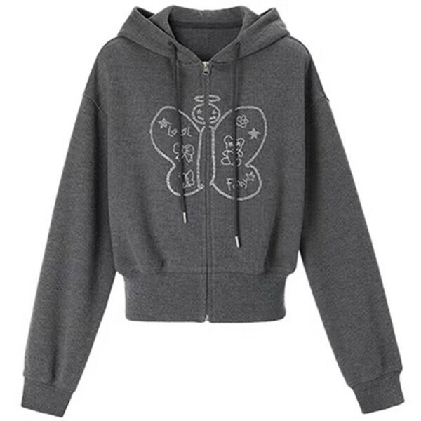 Hot recommended printed hooded long-sleeved sweatshirt (grey) (S/M/L size, please contact customer service after placing the order for delivery size)
