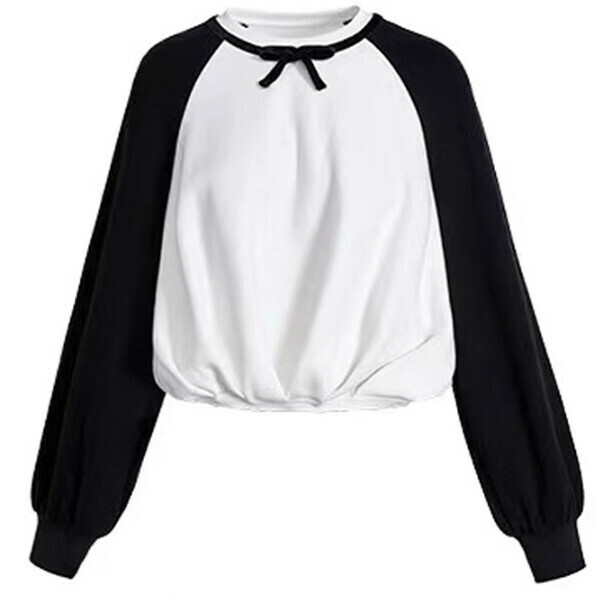 Hotly recommended black and white contrast sweatshirt (black) (S/M/L size, please contact customer service after placing the order to deliver the size)